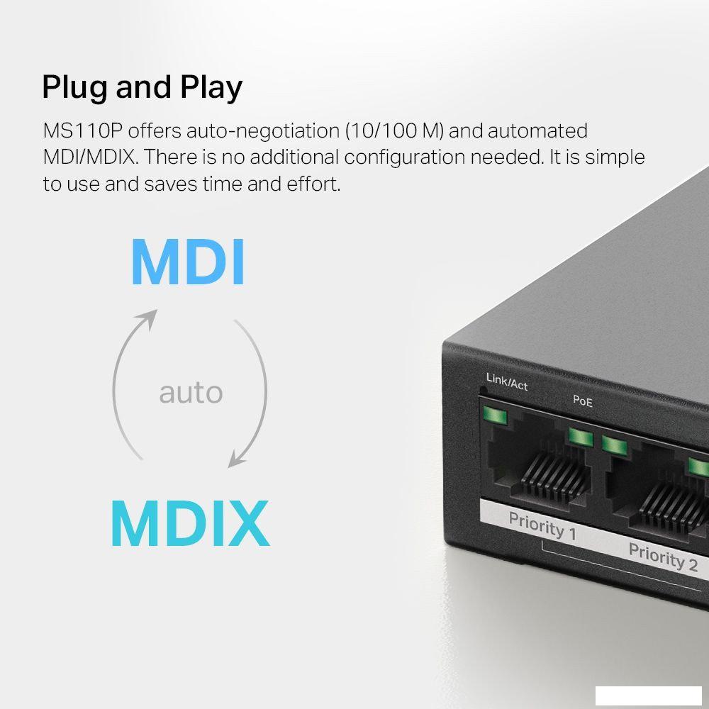 Неуправляемый коммутатор Mercusys MS110P