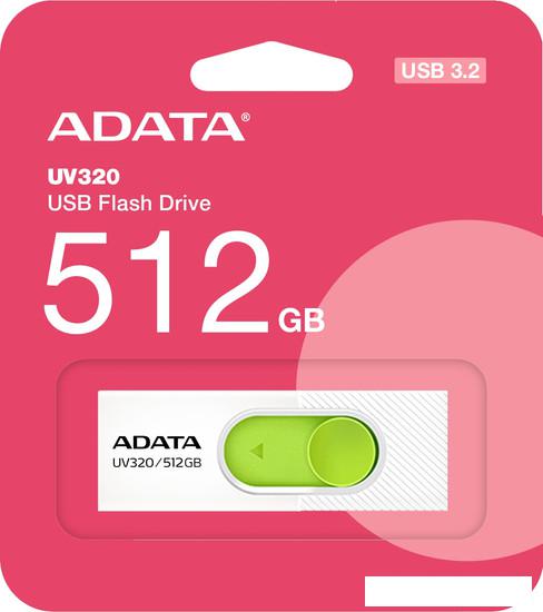 USB Flash ADATA UV320 512GB (белый/зеленый)