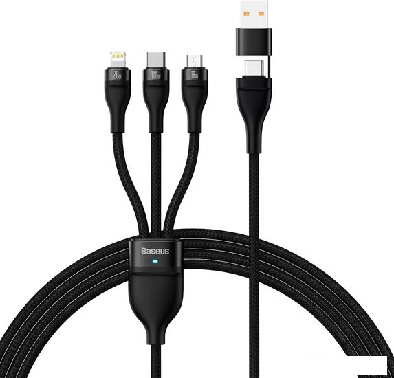 Кабель Baseus CASS030101 USB-C/A - USB-C, microUSB, Lightning (1.2 м, черный)