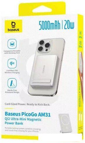 Внешний аккумулятор Baseus PicoGo AM31 Mini Magnetic Power Bank with Stand 20W 5000mAh (титановый)