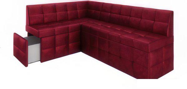 Угловой диван Мебель-АРС Атлантис левый 190x84x120 (бархат красный Star Velvet 3 Dark Red)