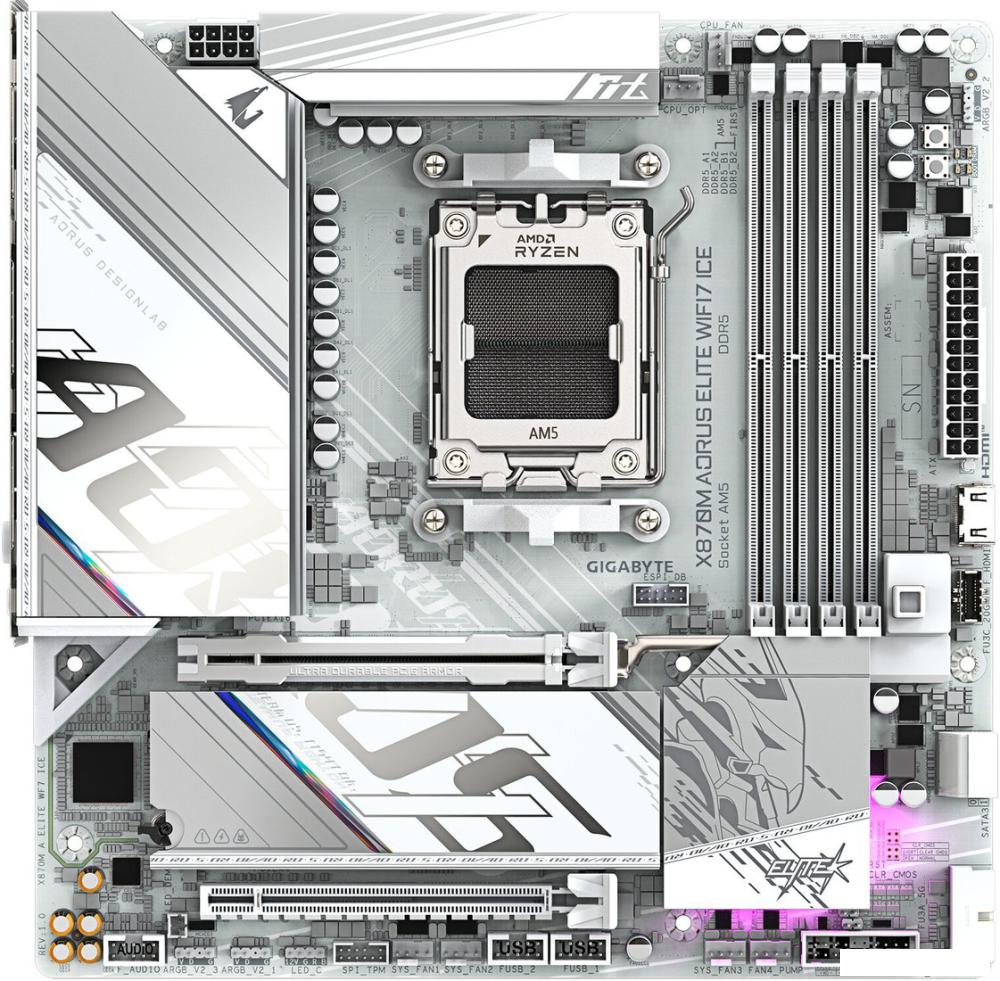 Материнская плата Gigabyte X870M Aorus Elite WiFi7 Ice