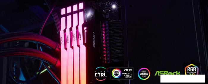 Оперативная память Kingston FURY Beast RGB 2x32ГБ DDR5 6000 МГц KF560C30BBEAK2-64