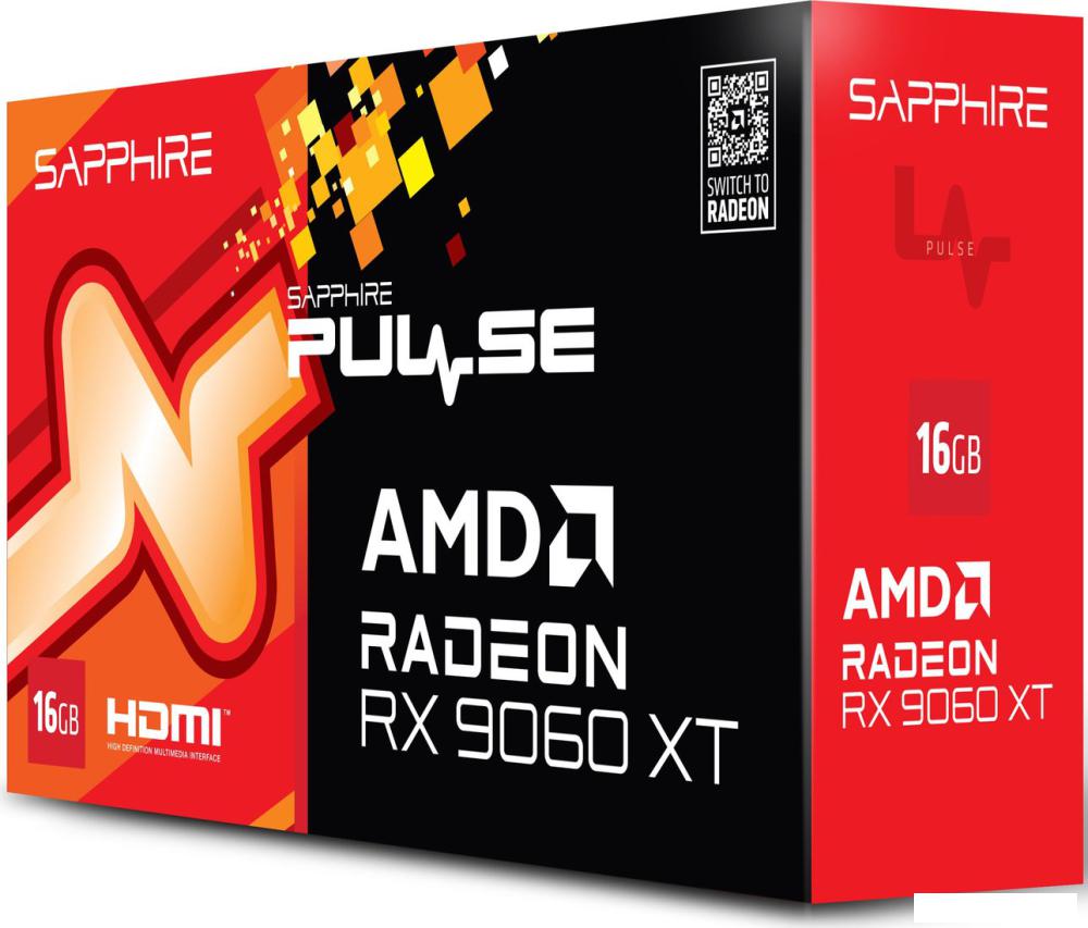 Видеокарта Sapphire Pulse Radeon RX 9060 XT 16GB 11350-03-20G