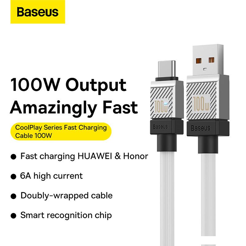 Кабель Baseus CoolPlay Series Fast Charging Data Cable 100W USB Type-A - USB Type-C (1 м, белый)