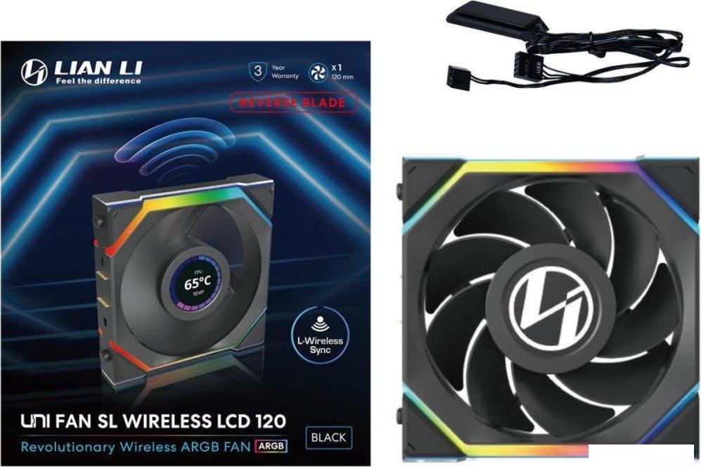 Вентилятор для корпуса Lian Li Uni Fan SL 120 Wireless LCD Reverse G99.12RSLLCD1W1B.R0