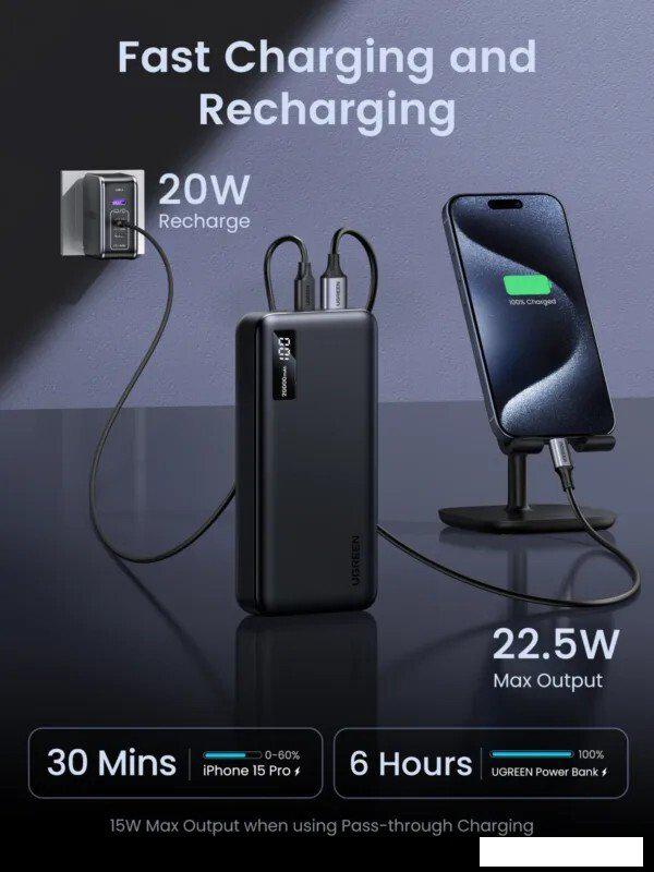 Внешний аккумулятор Ugreen PB312 20000mAh (черный)