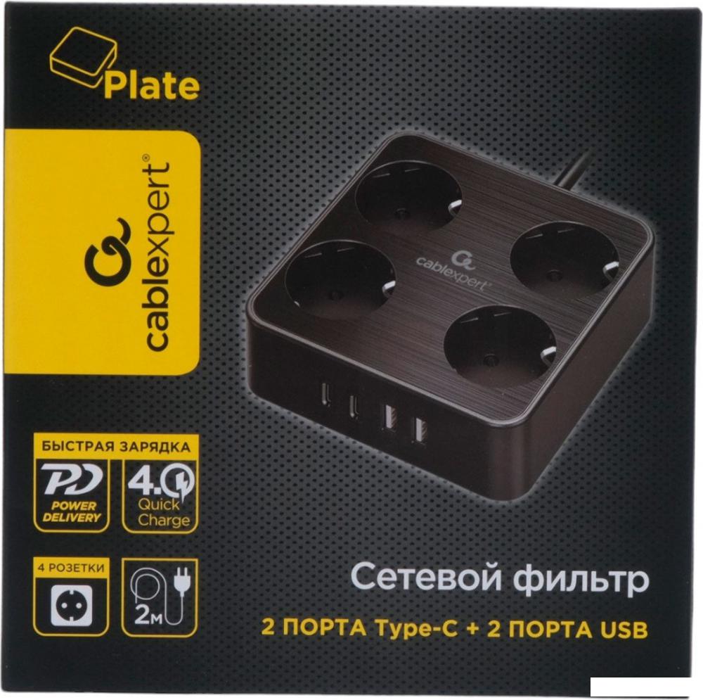 Сетевой фильтр Cablexpert PLT-4-C2U2-B-2