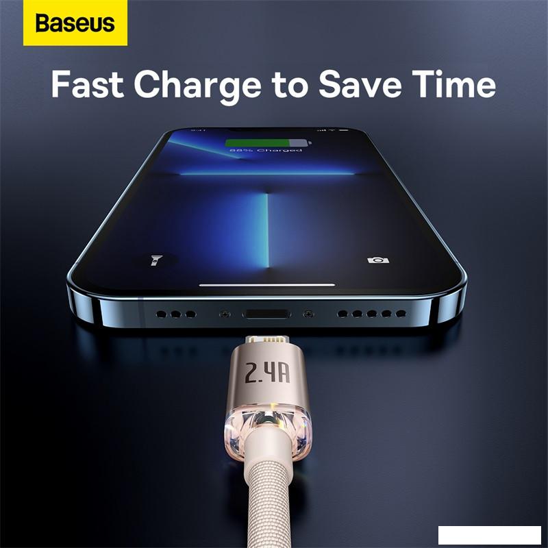 Кабель Baseus Crystal Shine USB Type-A - Lightning (2 м, розовый)
