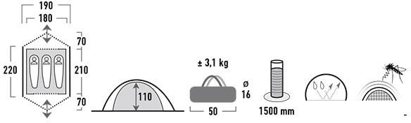 Треккинговая палатка High Peak Kingston 3 10300 (синий)