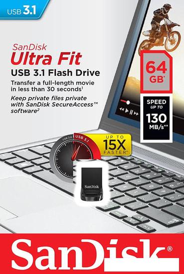 USB Flash SanDisk Ultra Fit USB 3.1 64GB SDCZ430-064G-G46