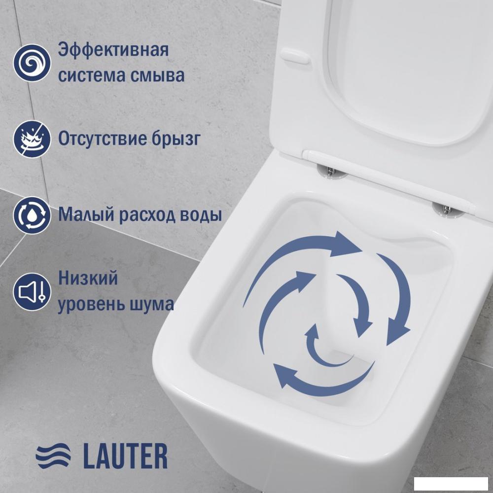 Унитаз подвесной Lauter Square 214903 с кнопкой 219704J (прямоугольная, черный)