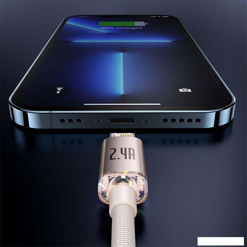 Кабель Baseus Crystal Shine USB Type-A - Lightning (2 м, розовый)