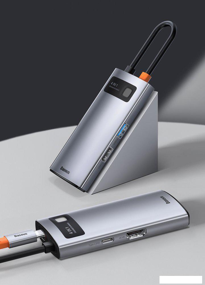 Док-станция Baseus Metal Gleam Series 4 in 1 Multifunctional Type-C CAHUB-CY0G