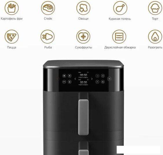 Аэрогриль (аэрофритюрница) Xiaomi Smart Double Stack Air Fryer 12L MAF-DS1201 (евровилка, черный)