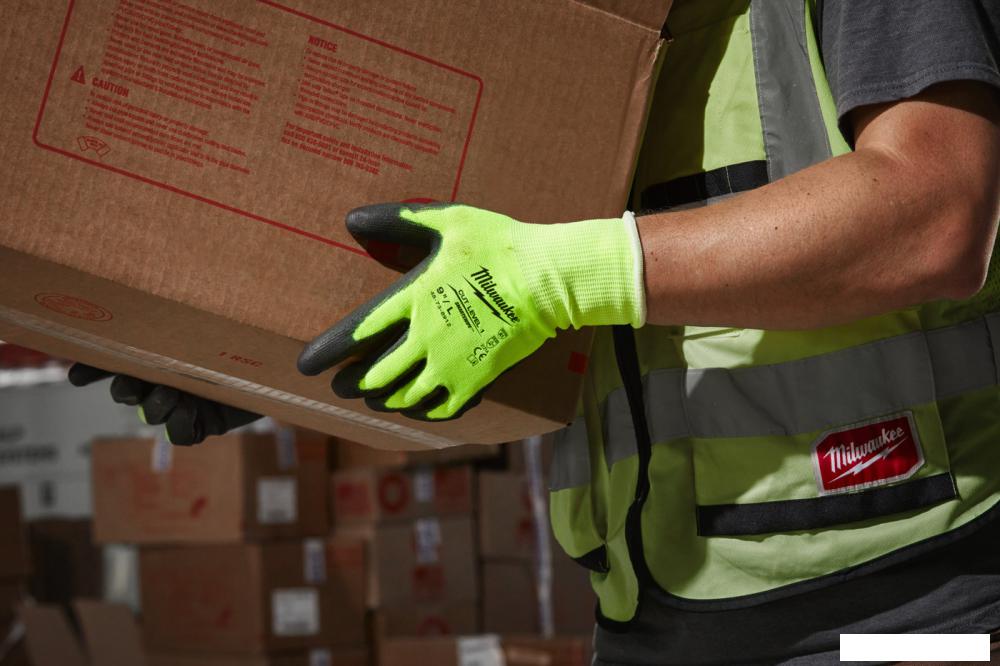Перчатки хозяйственные Milwaukee Hi-Vis Cut level 1/A 10/XL 4932492916