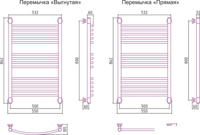 Полотенцесушитель Сунержа Богема+ 800x500 032-0220-8050