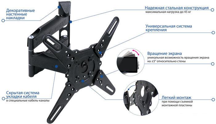Кронштейн для телевизора Kromax ATLANTIS-40 (серый)