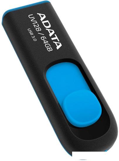 USB Flash ADATA DashDrive UV128 64GB (черный/синий)