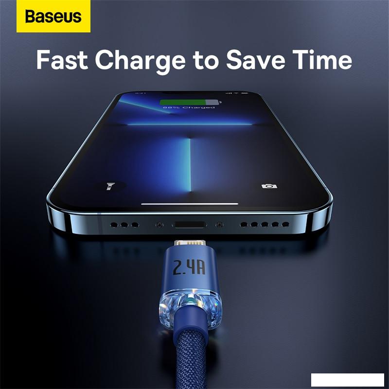 Кабель Baseus Crystal Shine USB Type-A - Lightning (2 м, синий)