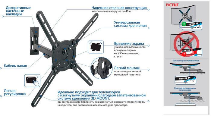 Кронштейн для телевизора Kromax ATLANTIS-10 (темно-серый)