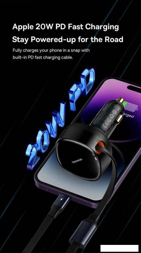 Автомобильное зарядное Baseus Enjoyment Pro 2-in-1 Car Charger C+L 60W C00057802111-00