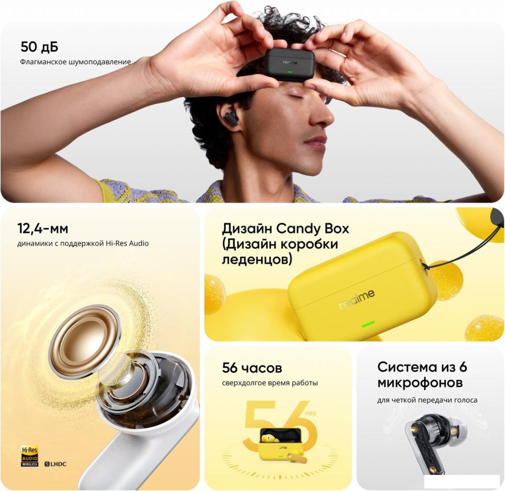 Наушники Realme Buds T500 Pro (желтый)