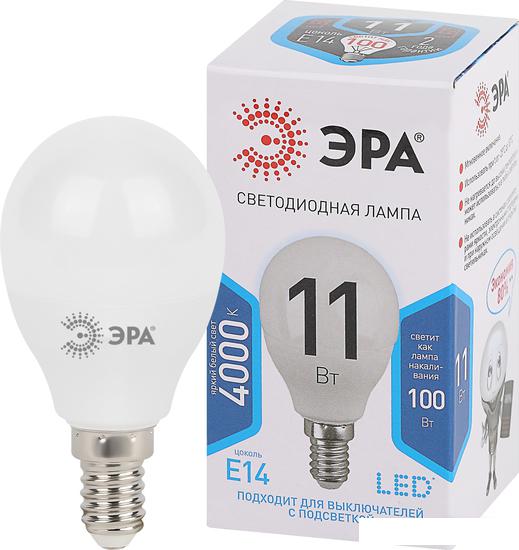Светодиодная лампочка ЭРА STD LED P45-11W-840-E14 E14 11 Вт шар нейтральный белый свет