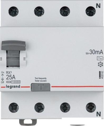 Устройство защитного отключения Legrand RX3 ВДТ 30МА 4П 25A АС 402062