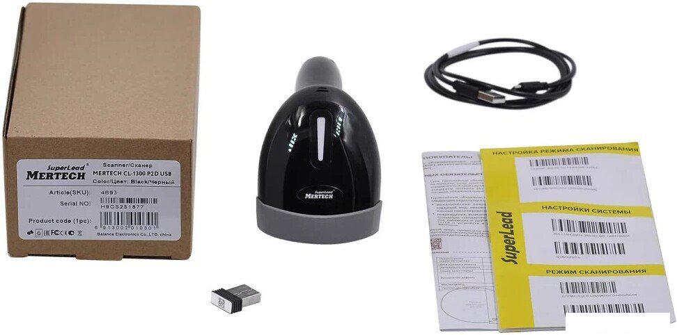 Сканер штрих-кодов Mertech CL-1300 GS BLE Dongle P2D USB (черный)