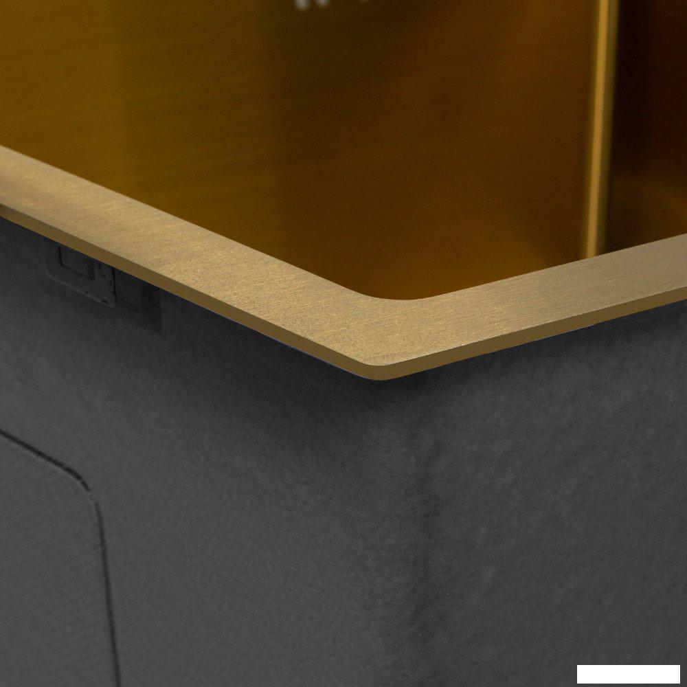 Кухонная мойка Basic CL DS Decor 45x50 (золото, коландер, дозатор)