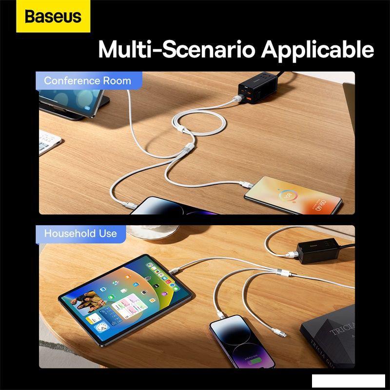 Кабель Baseus One-For-Three Fast Charging Data Cable 3.5A USB Type-A - USB Type-C/microUSB/Lightning (1.2 м, белый)