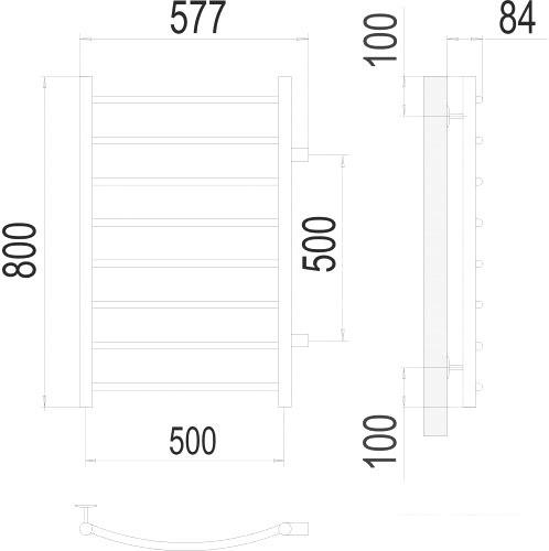 Полотенцесушитель TERMINUS Классик П8 500x800 бп 500 (хром)