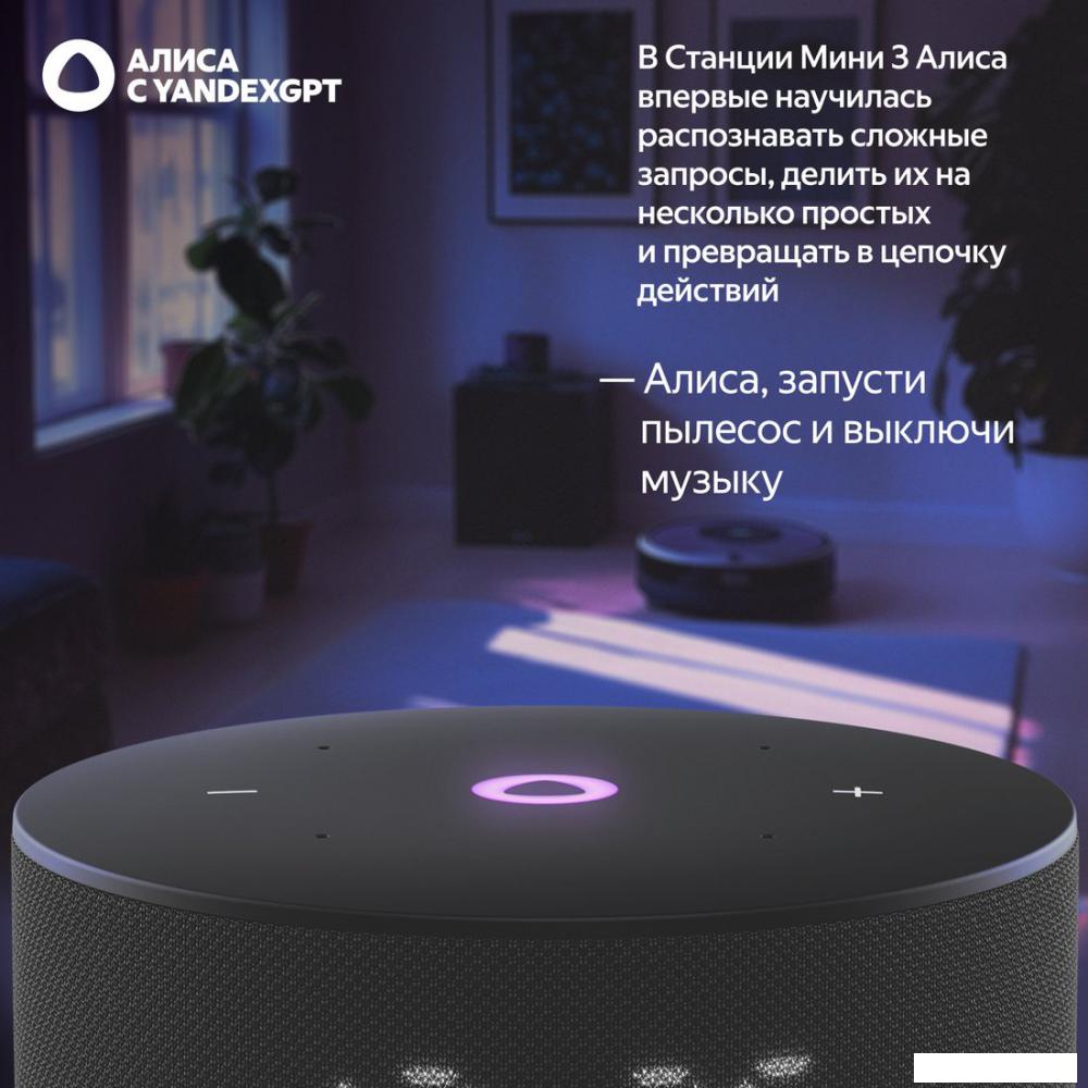 Умная колонка Яндекс Станция Мини 3 с часами (черный)