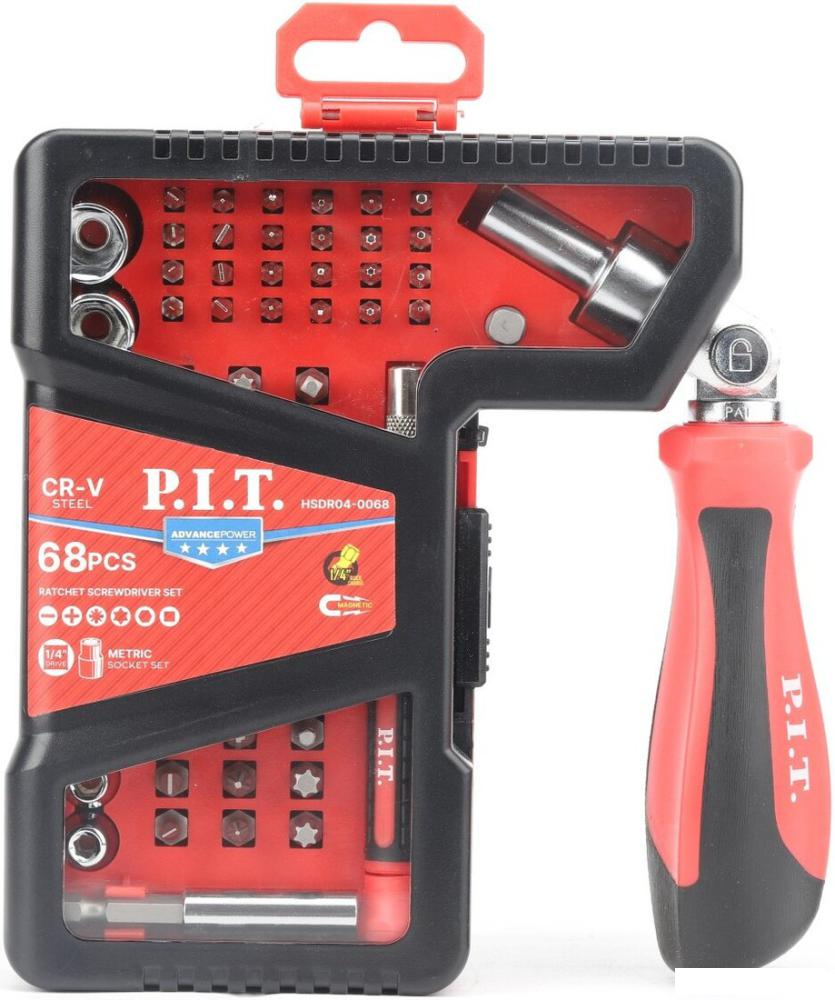 Набор отвертка с битами и головками P.I.T. Advance HSDR04-0068 (68 предметов)