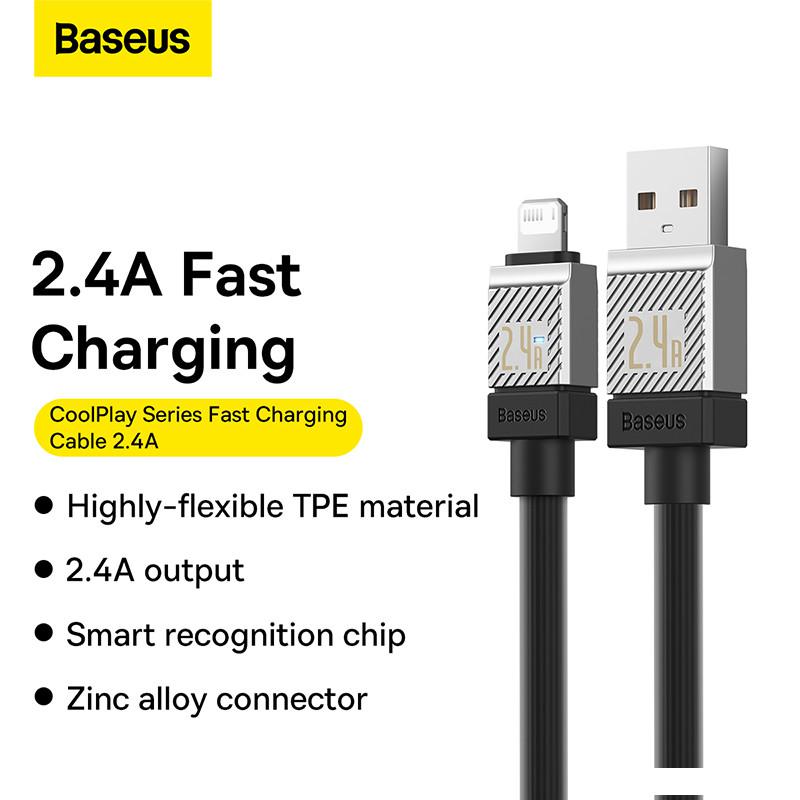 Кабель Baseus CoolPlay Series Fast Charging Data Cable 2.4A USB Type-A - Lightning (2 м, черный)