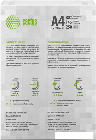 Офисная бумага CACTUS A4 80 г/м2 250 л CS-OP-A480250