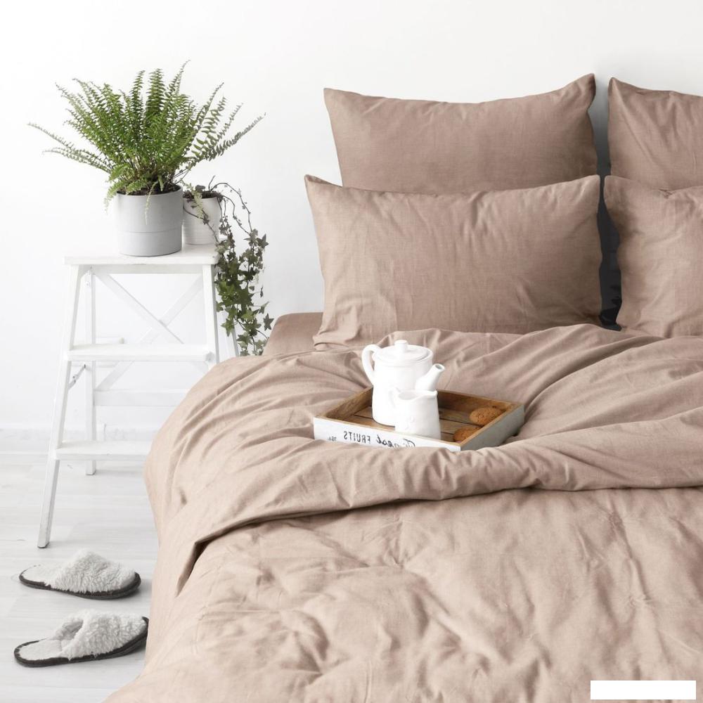 Евро комплект постельного белья Verossa Евро Melange Praline VRM 2515 Praline Д12 23