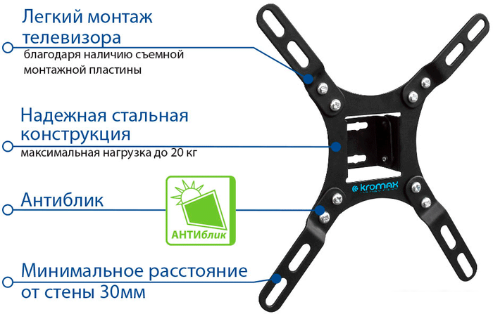 Кронштейн Kromax VEGA-8 Black