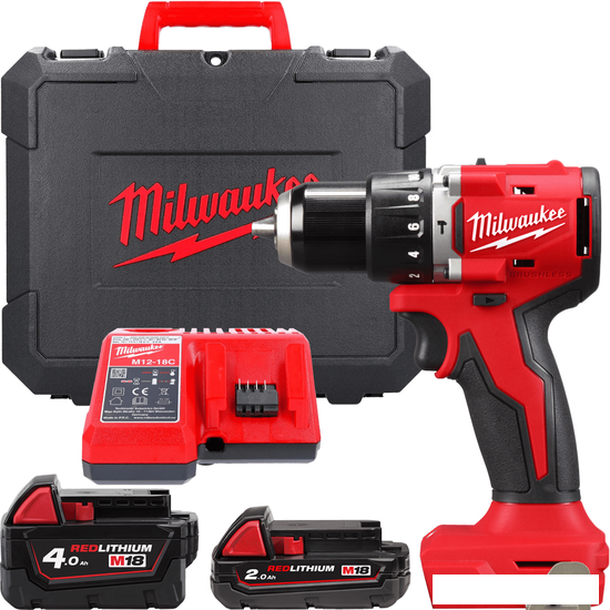 Ударная дрель-шуруповерт Milwaukee M18 M18BLPDRC-422C 4933492825 (с 2-мя АКБ 2 Ач + 4 Ач, кейс)
