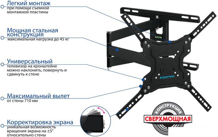 Кронштейн для телевизора Kromax DIX-19 (черный)