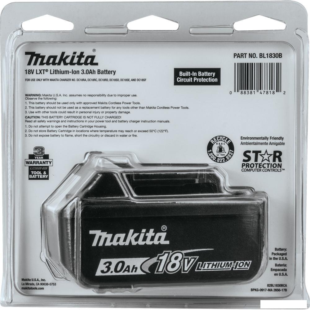Аккумулятор Makita BL1830B (18В/3 а*ч)