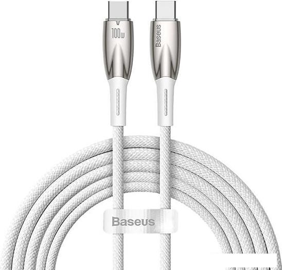 Кабель Baseus Glimmer Series Fast Charging Data Cable USB Type-C - Type-C 100W CADH000702 (1 м, белый)