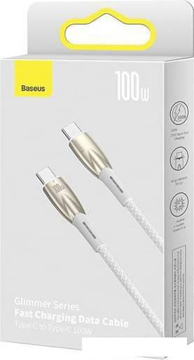 Кабель Baseus Glimmer Series Fast Charging Data Cable USB Type-C - Type-C 100W CADH000702 (1 м, белый)
