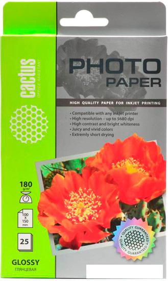 Фотобумага CACTUS Глянцевая A6 180 г/м2 25 листов [CS-GA618025]