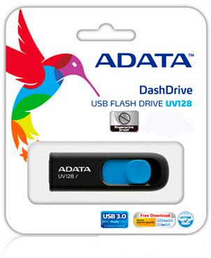 USB Flash ADATA DashDrive UV128 128GB (черный/синий)