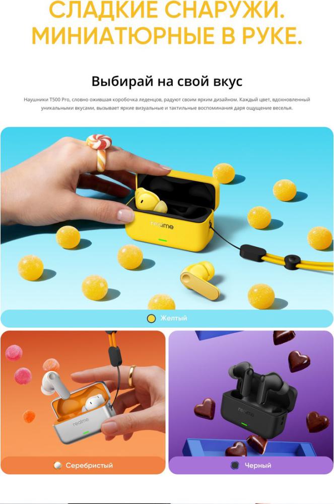 Наушники Realme Buds T500 Pro (желтый)