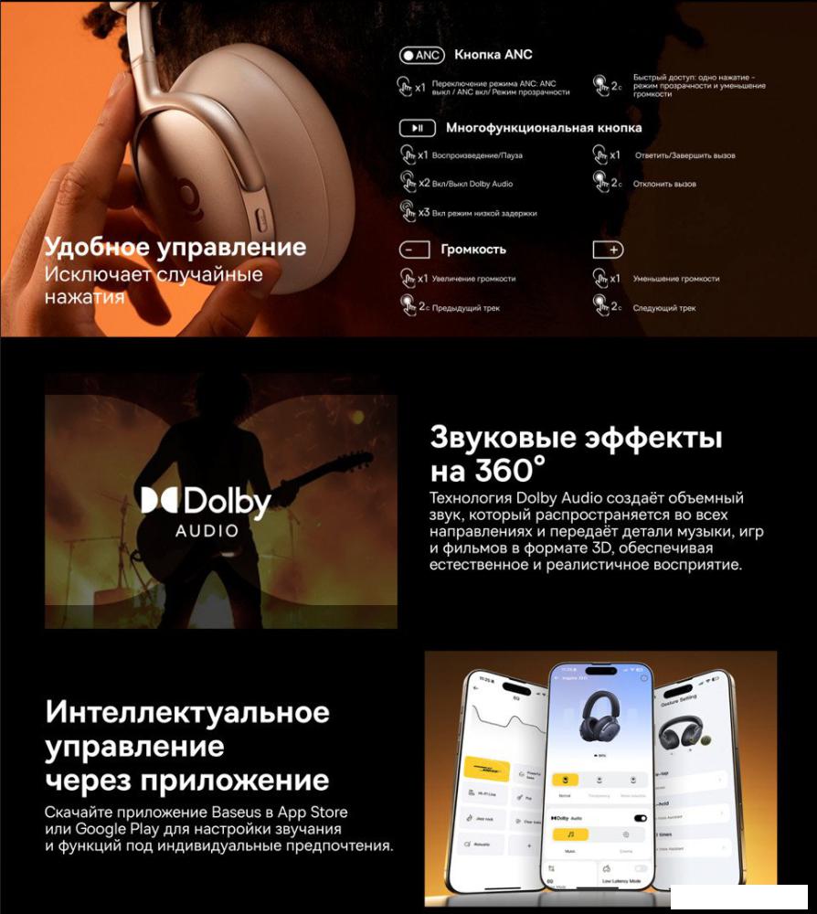 Наушники Baseus Inspire XH1 (синий)