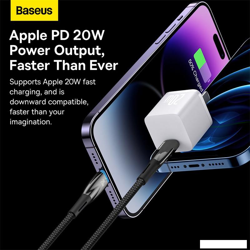 Кабель Baseus Glimmer Series USB Type-C - Lightning (2 м, черный)