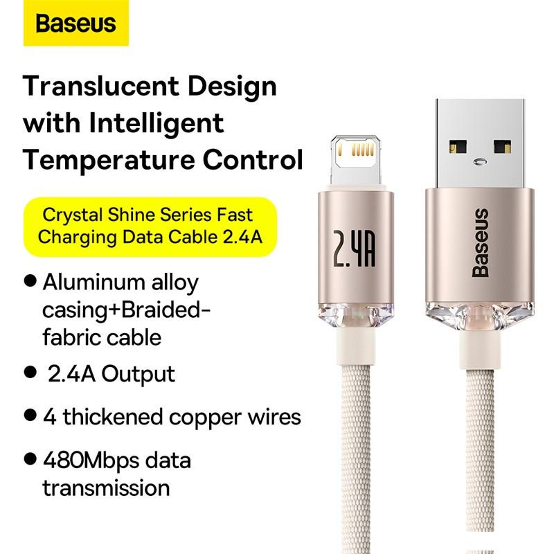 Кабель Baseus Crystal Shine USB Type-A - Lightning (2 м, розовый)